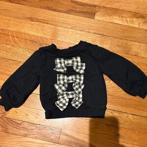Janie and Jack Black Sweatshirt with Plaid Bows